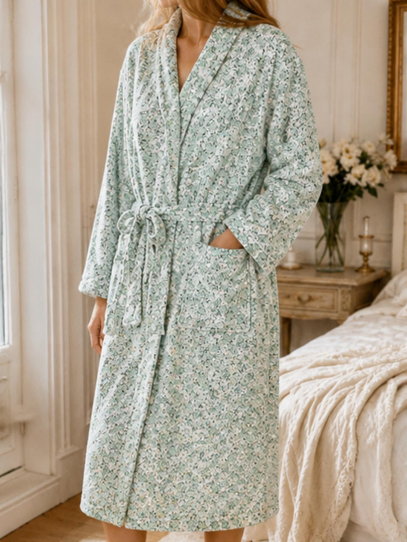 Dames Plus Size Groene Ditsy B - Bathrobe recensie en prijs