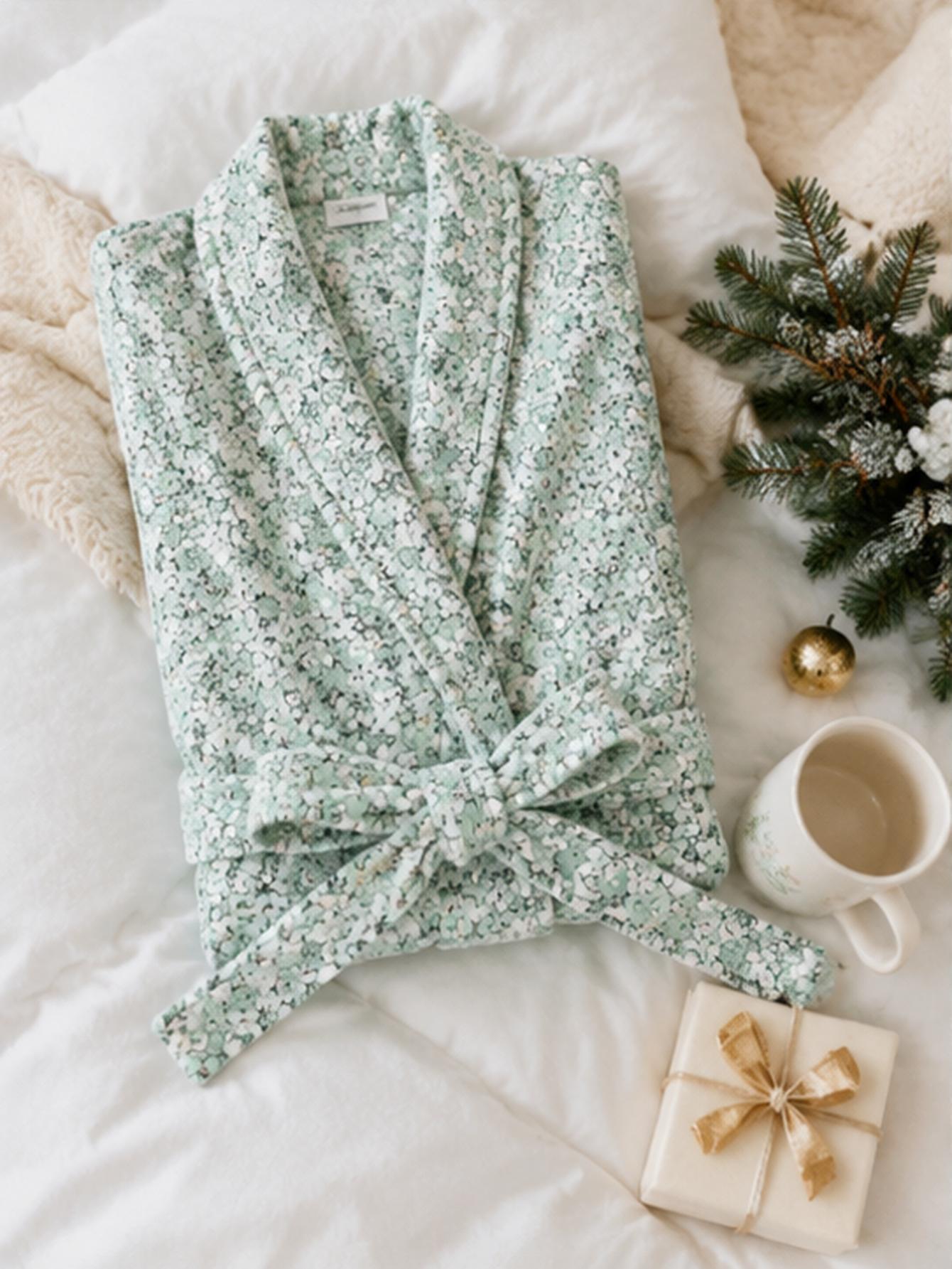 Dames Plus Size Groene Ditsy B - Bathrobe recensie en prijs